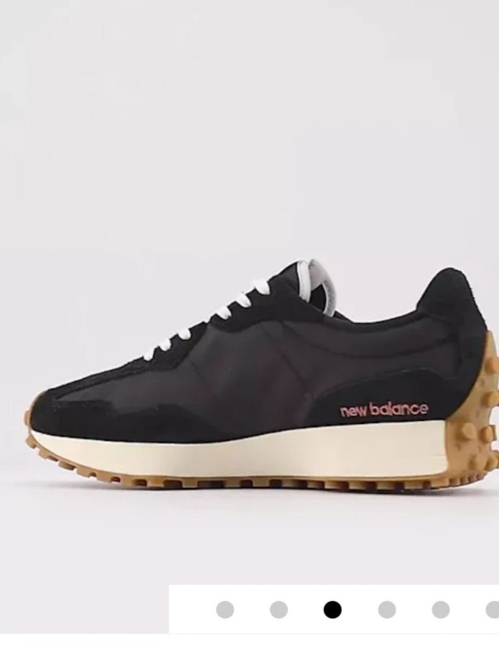 Women's New Balance Black and White 327 Retro-Style Sneakers - Picture 3 of 4